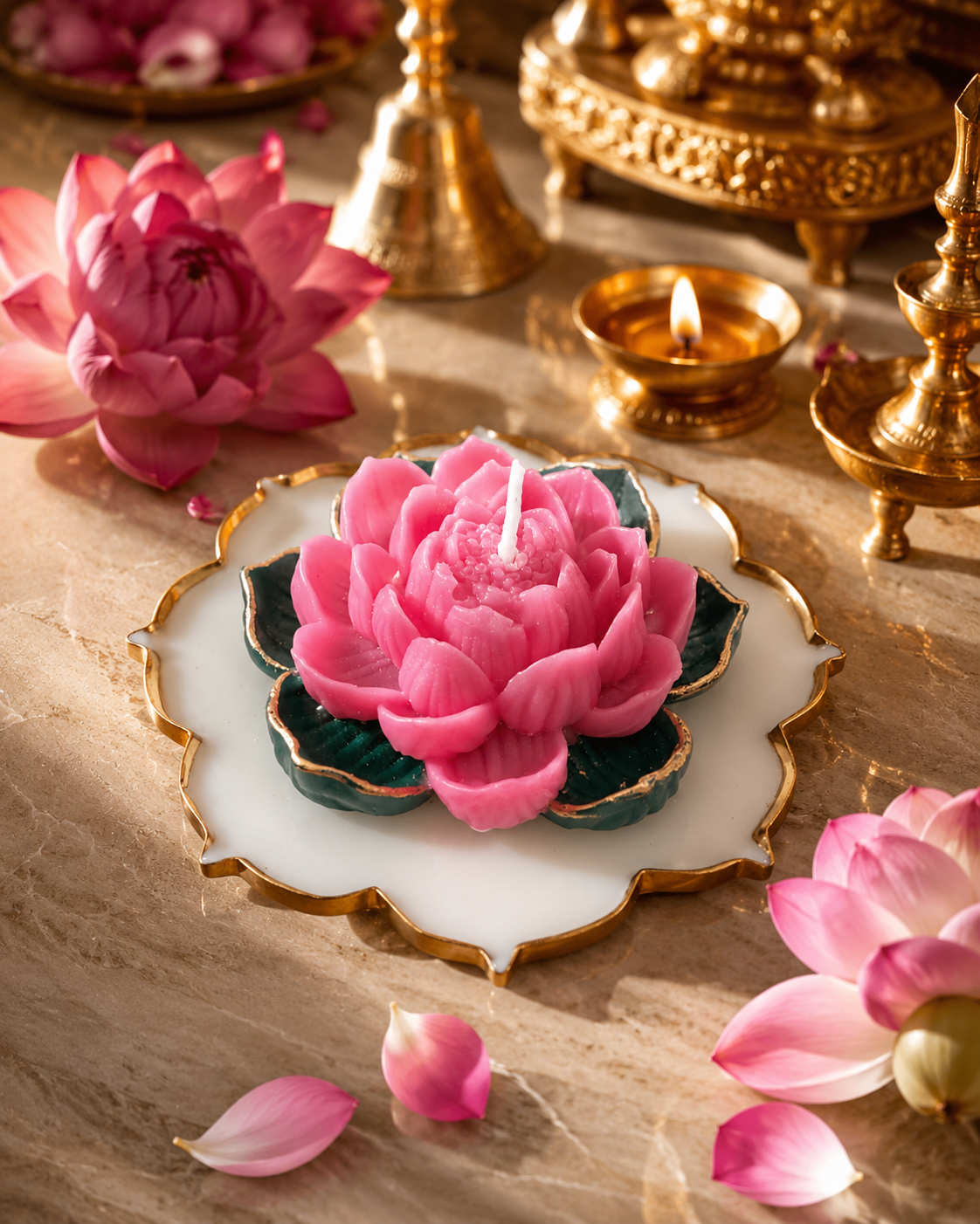 Sacred Bloom | Lotus Urli Candle