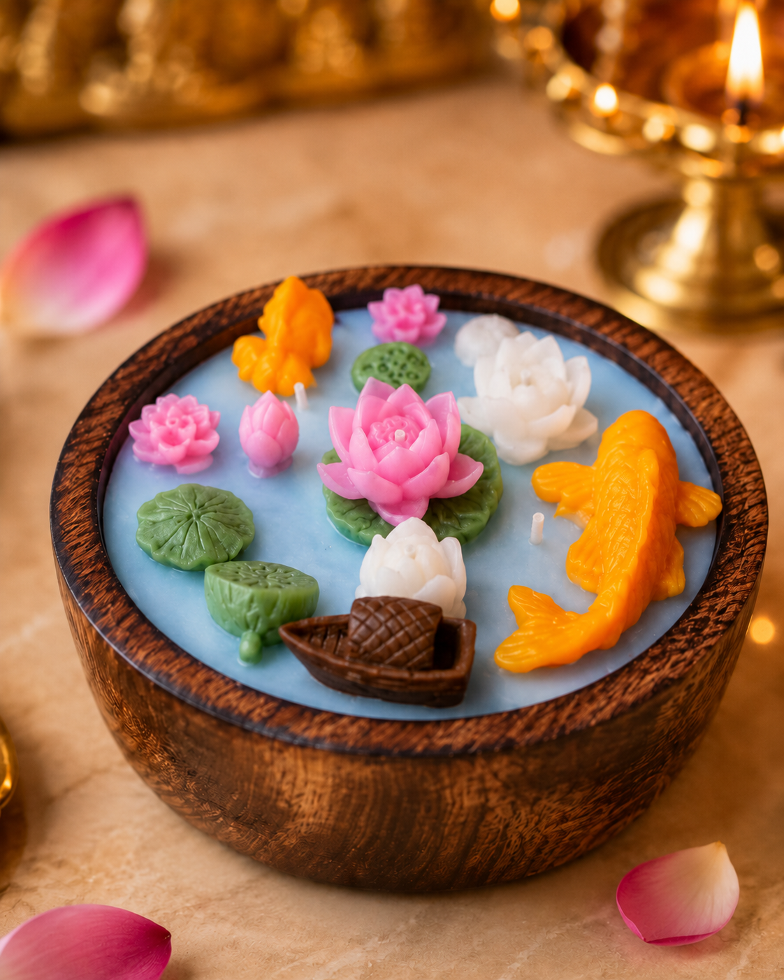 Lotus Lake | Wooden Bowl Candle