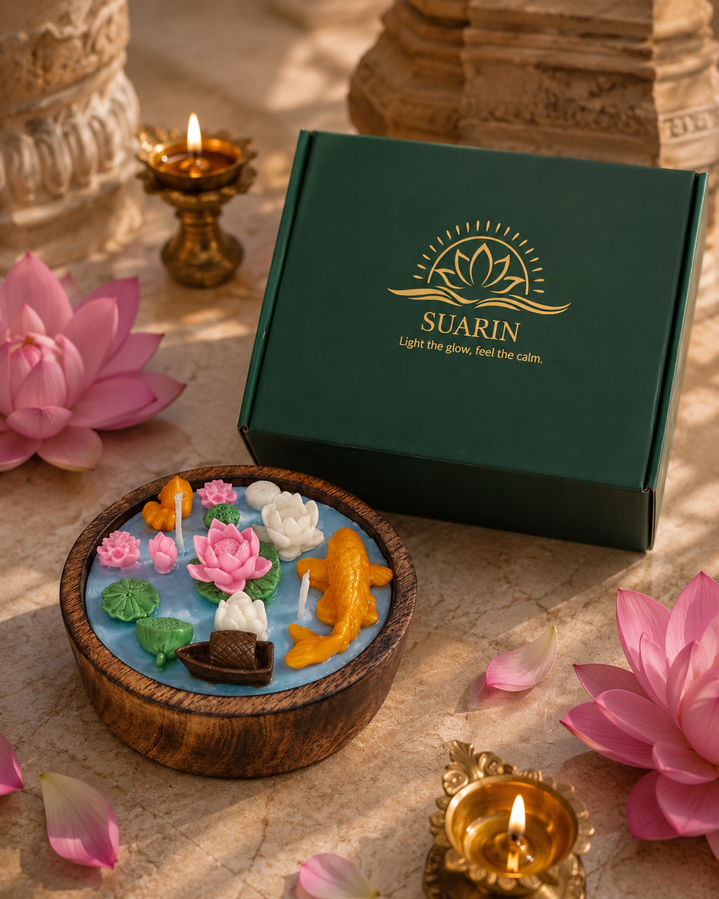 Lotus Lake | Wooden Bowl Candle