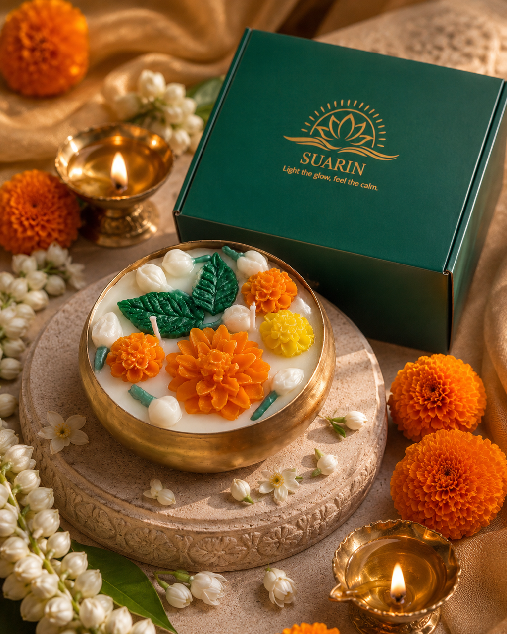 Kanaka Deepa | Marigold Puja Urli Candle