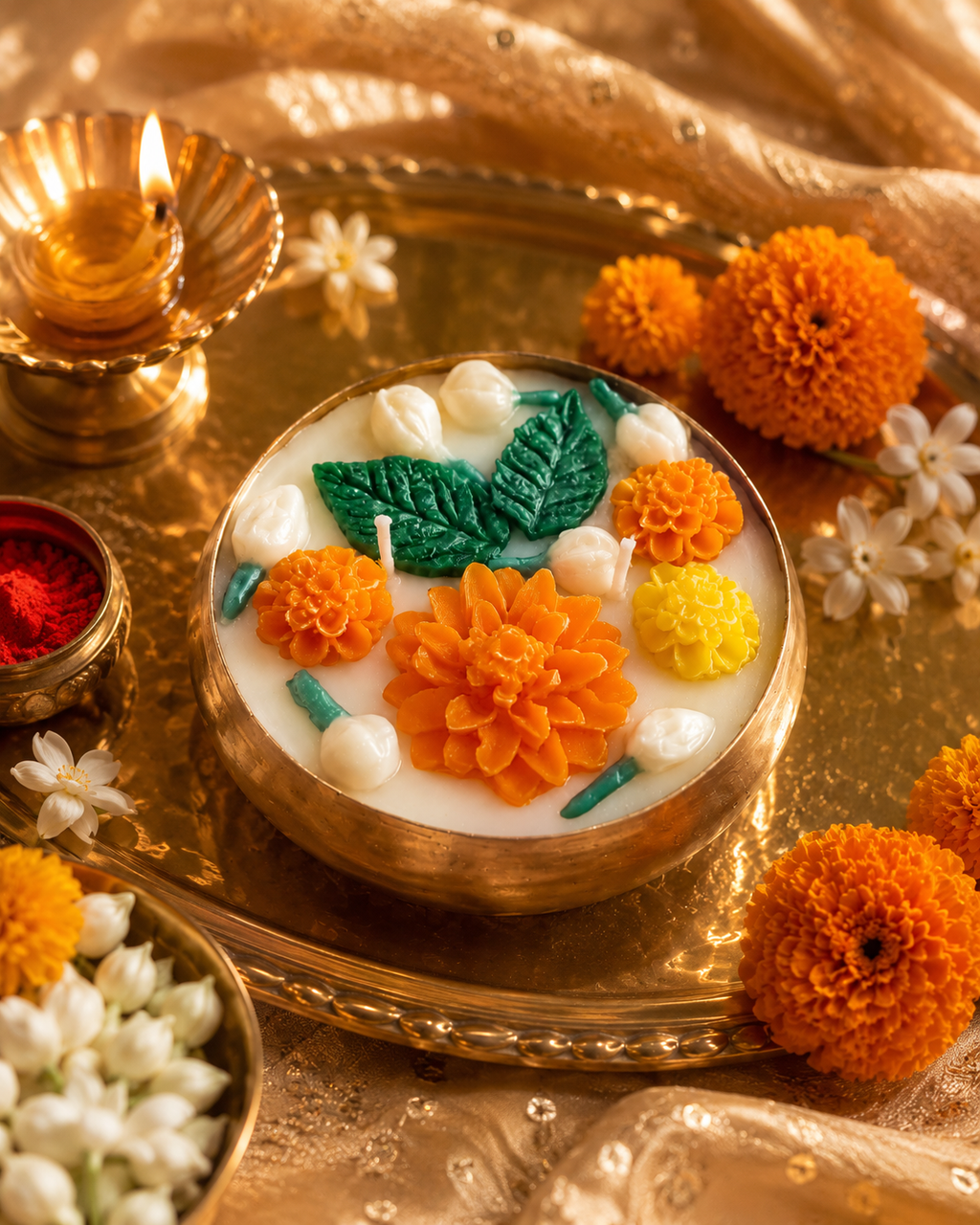 Kanaka Deepa | Marigold Puja Urli Candle