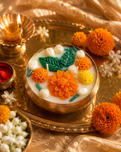 Kanaka Deepa | Marigold Puja Urli Candle