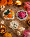 Pushpa Deepa Ritual Set | Lotus, Marigold & Jasmine Puja Candle Set