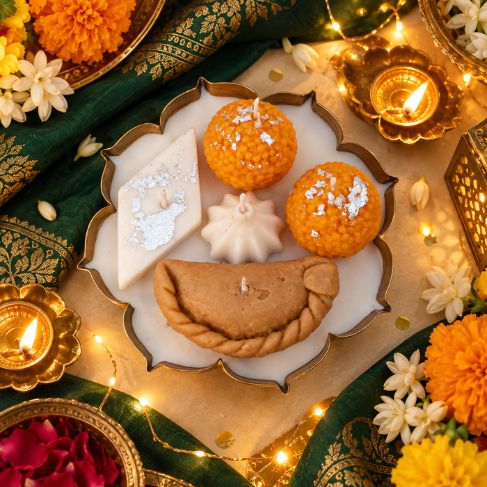 Utsava Madhuram | Five Sweet Lotus Urli Candle