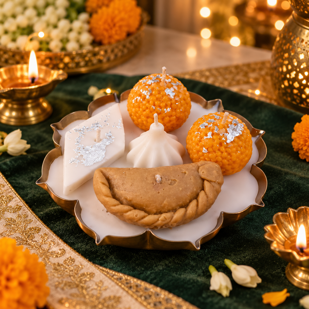 Utsava Madhuram | Five Sweet Lotus Urli Candle