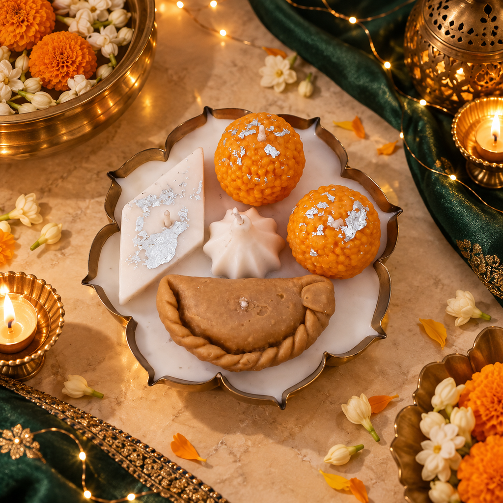Utsava Madhuram | Five Sweet Lotus Urli Candle