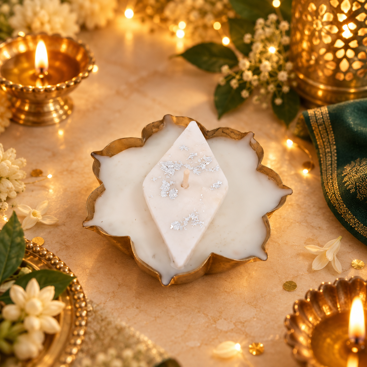 Kaju Katli Deepa | Kaju Katli Lotus Urli Candle