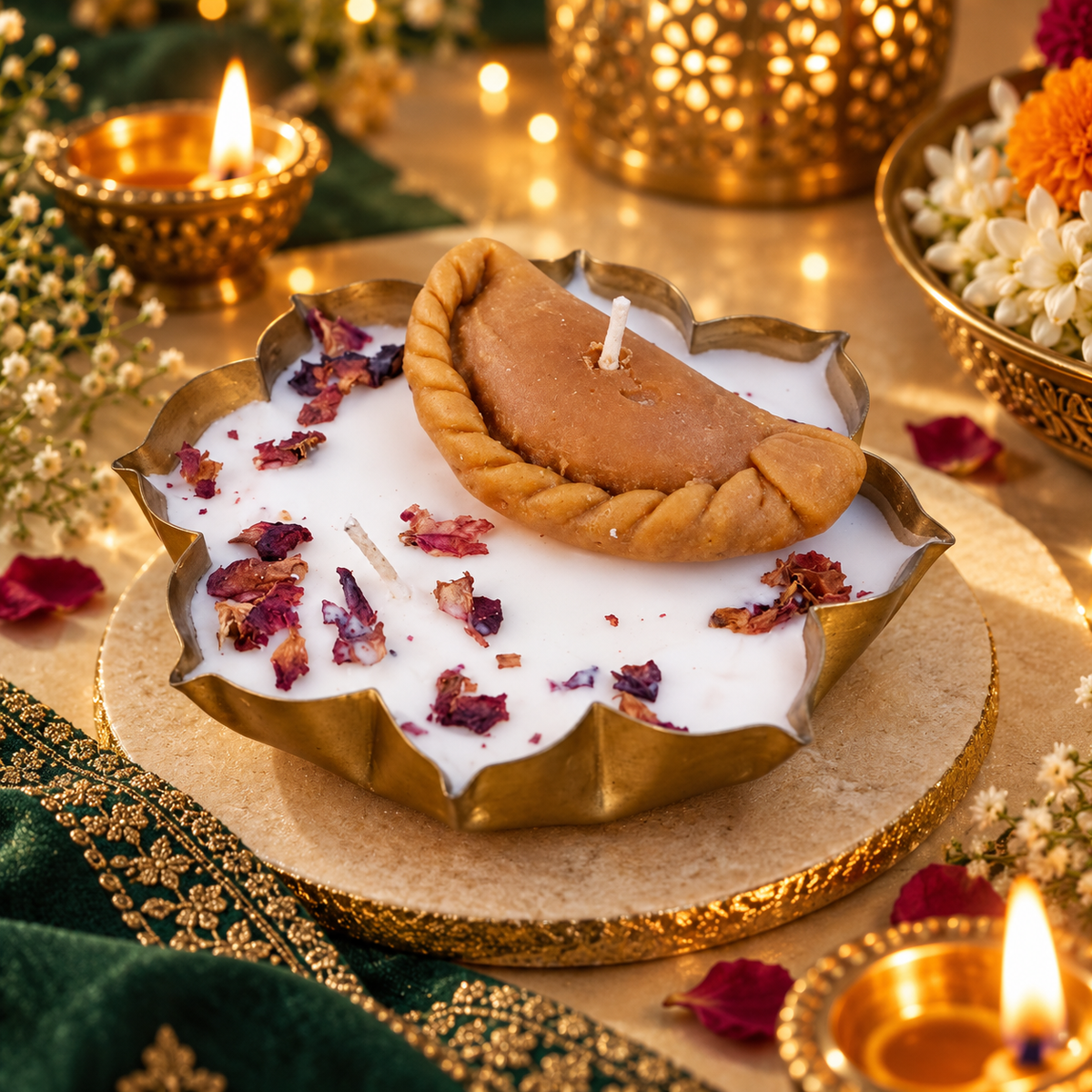 Chandra Madhuram | Badushah Lotus Urli Candle