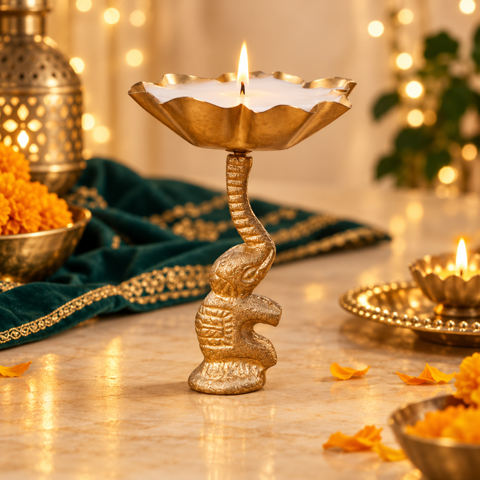 Gaja Deepa | Elephant Metal Urli Candle