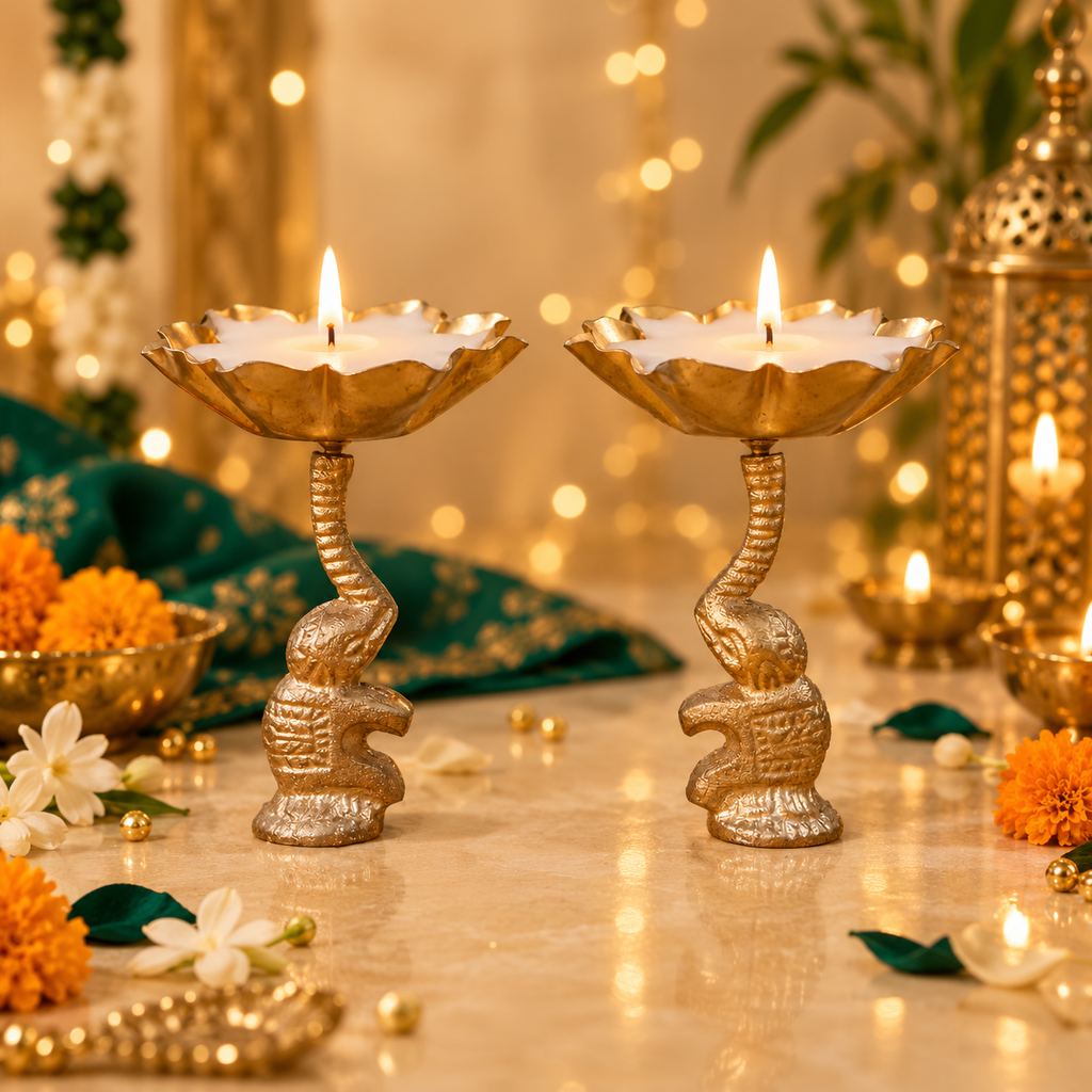Gaja Deepa | Elephant Metal Urli Candle