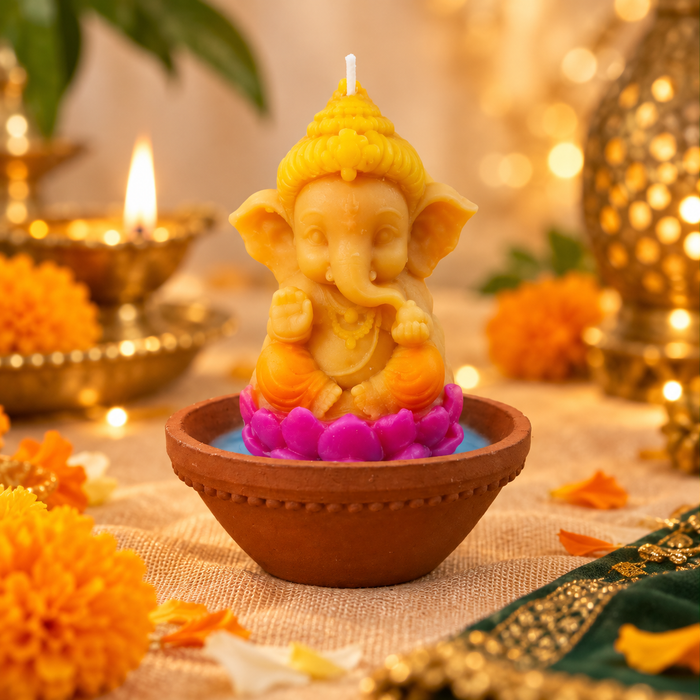 Padma Vinayaka Deepa | Lotus Ganesha Terracotta Bowl Candle
