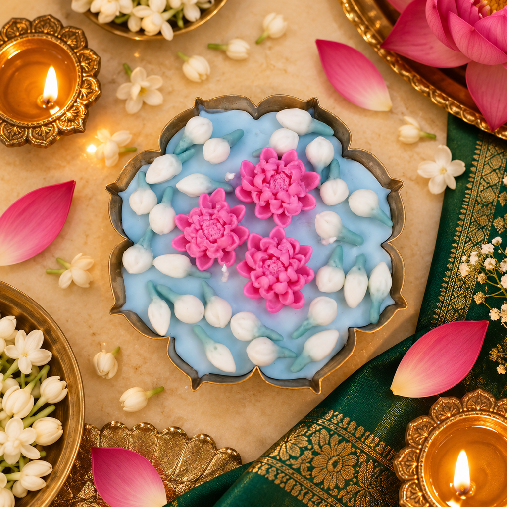 Padma Mallika Deepa | Lotus & Jasmine Lotus Urli Candle