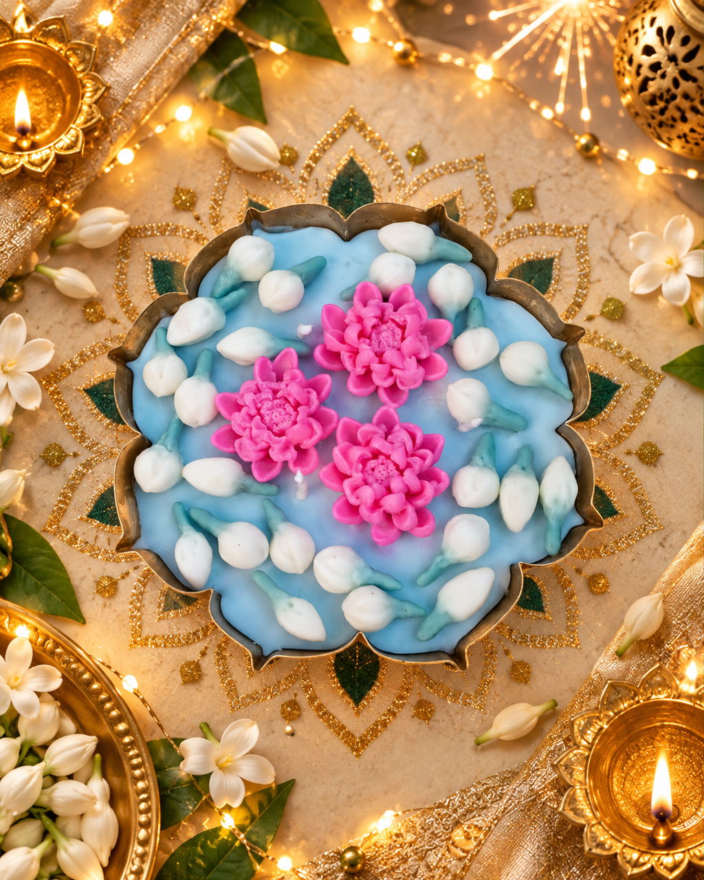 Padma Mallika Deepa | Lotus & Jasmine Lotus Urli Candle