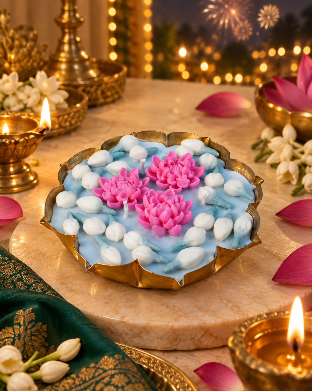 Padma Mallika Deepa | Lotus & Jasmine Lotus Urli Candle
