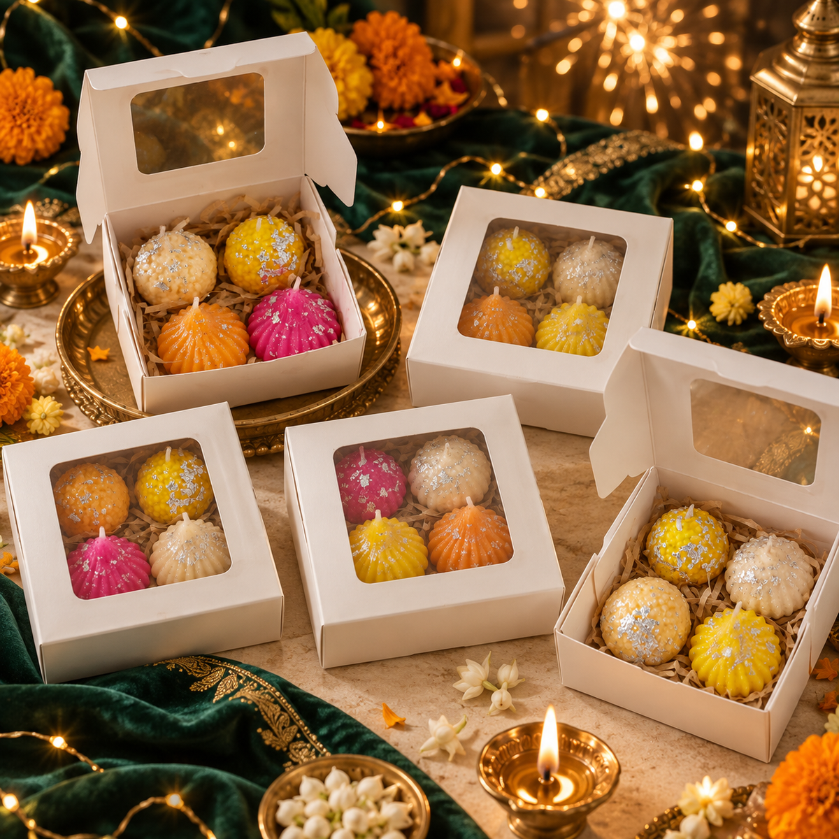 Madhura Chatushtayam | 4-Piece Laddu & Modak Candle Gift Box