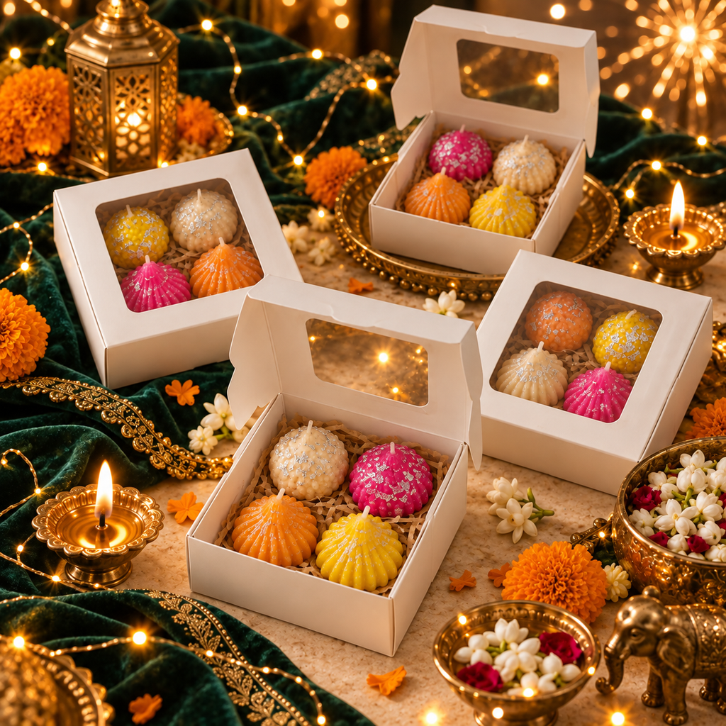 Madhura Chatushtayam | 4-Piece Laddu & Modak Candle Gift Box