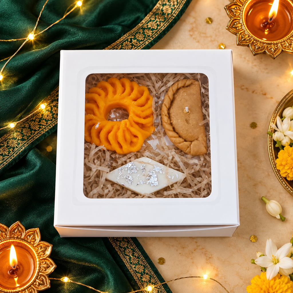 Utsava Thrayam | 3-Piece Festive Sweet Candle Box