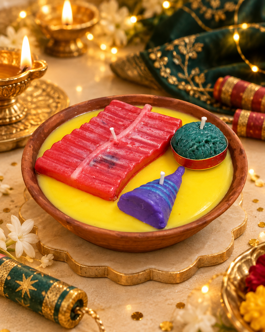Deepavali Pataka | Firecracker Terracotta Bowl Candle