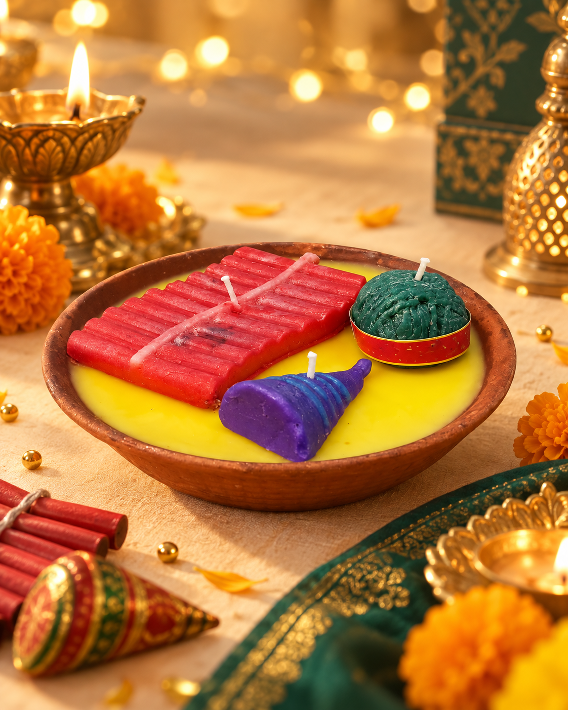 Deepavali Pataka | Firecracker Terracotta Bowl Candle