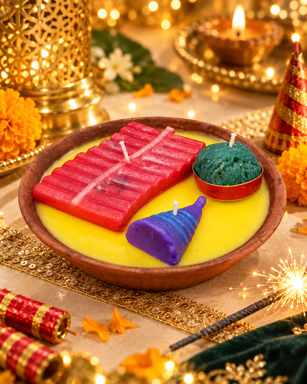 Deepavali Pataka | Firecracker Terracotta Bowl Candle